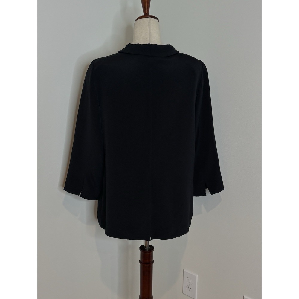 Nina McLemore 4 Ply Silk Tunic Blouse Black Made in USA Women's 10 - Picture 4 of 6